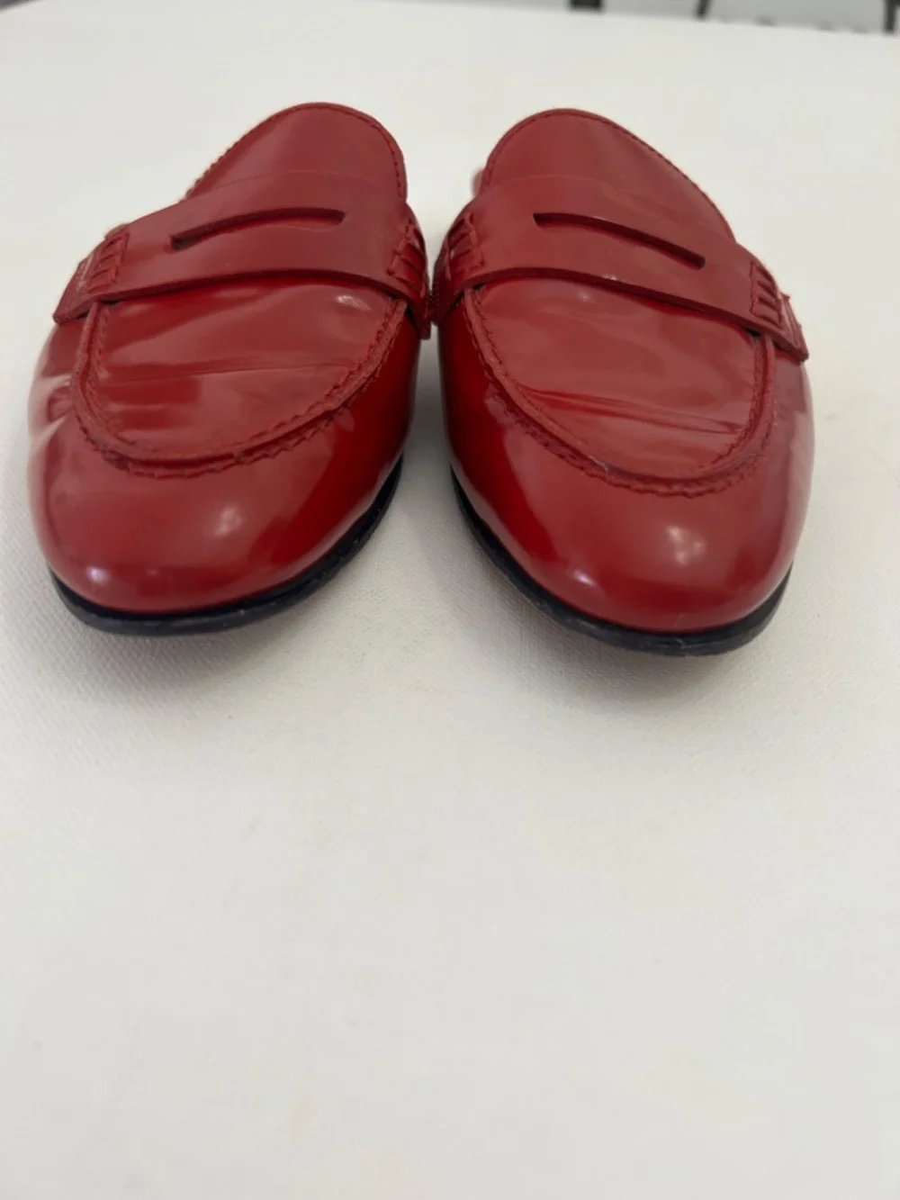 J.Crew Academy Penny Loafer Mule in cherry/apple red patent leather. size 6.5 - Picture 5 of 9